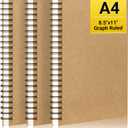 EUSOAR Graph Notebook Spiral, A4 3Packs 8.5"x11" 120 Pages Graphing Notebook, Hardcover Spiral Grid Graph Paper Notebook Composition for Math Science Engineering Artist Drawing-Kraft