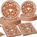 Potchen 180 Pcs Party Plates and Napkins 7'' and 9'' Paper Disposable Plates and Napkins Mexican Summer Beach Party Supplies Decorations Tableware Set Serve 60(Mexico,Brown)
