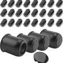 4-Pack Trailer Push Through Center Caps and Trailer Wheel Lug Sets - 3.19in Wheel Center Caps Matte Black Wheel Cover Stainless Steel Hub Cap with 24 Black Capped 1/2-20 Lug Nuts for Truck RV