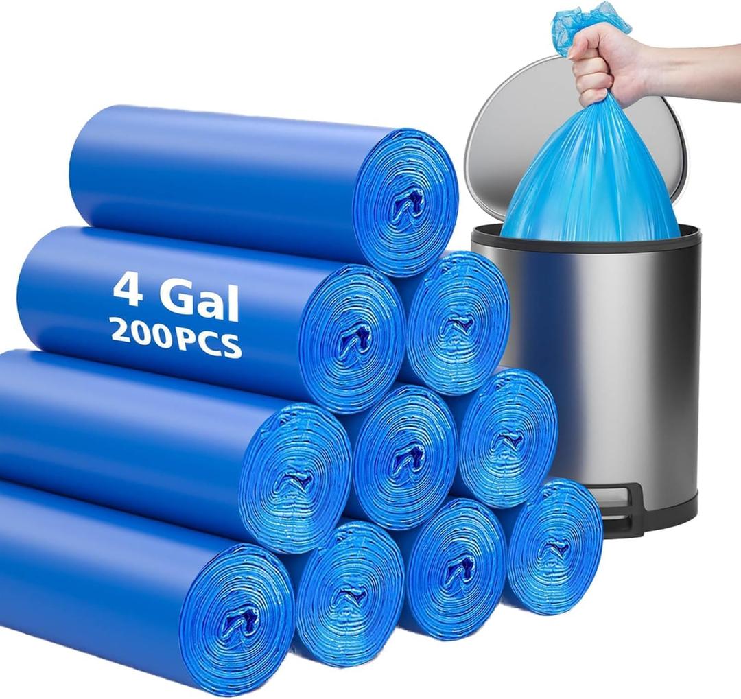 Compostable Trash Bags 4 Gallon 200 Packs,AYOTEE Biodegradable Trash Bags,Blue Recycle Bags,No leak Small Trash Bags,Small Garbage Bags 4 Gallon Trash Bags Unscented,4-6 Gal Bathroom Trash Bags Compostable Trash Bags 4 Gallon 200 Packs,AYOTEE Biodegradable Trash Bags,Blue Recycle Bags,No leak Small Trash Bags,Small Garbage Bags 4 Gallon Trash Bags Unscented,4-6 Gal Bathroom Trash Bags