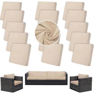 SUKAIKEQA 14PCS Patio Cushion Covers,Patio Furniture Couch Seat Slipcovers，Washable Furniture Protector, Replacement for Sofa Sectional Chair
