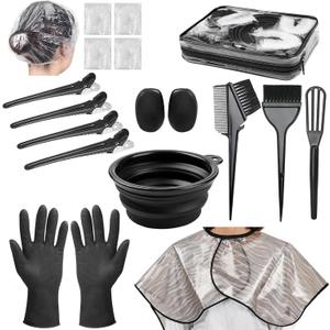 19 Pcs Professional Hair Bleach Kit Hair Coloring Products with Hair Dye Brush, Hair Color Bowl, Hairclips, Applicator, Earmuffs for Hair Highlighting and Hair Coloring at Home
