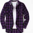 Alex Vando Mens Button Down Shirts Flannel Shirt Long Sleeve (Small, Purple/Black)