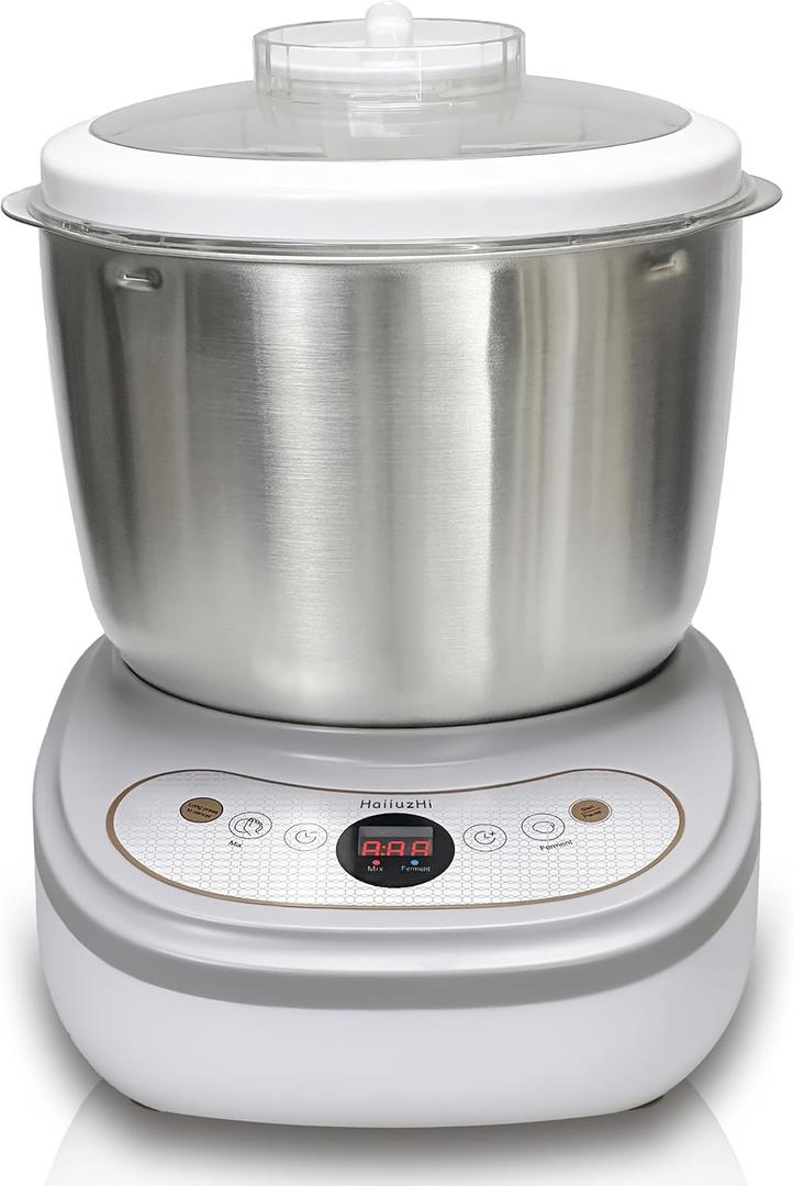 Dough Mixer with Ferment Function,Dough Maker with 6.6Qt Large Capacity,Household Bread Mixer for Pizza, Roti, Dumplings, and Sourdough Kneading Machine with Stainless Steel Bowl, Face-up Touch Panel