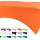 Table Covers for 6 Foot Tables, Orange Washable and Wrinkle Resistant Stretch Tablecloths Rectangle 6ft for Events, Wedding, Banquets, Parties