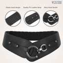 WERFORU Women Vintage Wide Elastic Thick Stretch Belt with Interlock Buckle for Dress (Black)