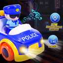 2 x Remote Control Car Toys for Kids: 2 Pack Police & Race RC Cars for 3 4 5 6 7 8 Year Old Boys Cartoon Cars Toy with LED Light & Music Birthday Gifts for Toddlers Ages 3-5