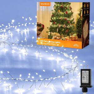 Flowing Fairy Lights Plug in with 14 Modes, 10FT 388LED Twinkle String Lights Indoor, Christmas Tree Lights Indoor Waterproof for Bedroom Christmas Home Room Decor, Cool White