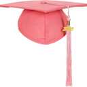Unisex Matte Graduation Cap and Gown Tassel Package for High School and Bachelor (Pink)