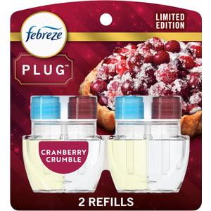 Febreze Plug In Air Freshener, Odor-Fighting Scented Oil Refill, Air Fresheners for Home and Bathroom and Kitchen, Long Lasting for Strong Odors, Cranberry Crumble Scent, 0.87oz Refills, 2 Count