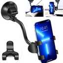 ivoler Car Phone Mount Windshield, Long Arm Clamp Universal Windshield with Double Clip Strong Suction Cup Cell Phone Holder Compatible with iPhone 15 14 13 Pro Max XS 7 8 Plus, Galaxy S24 S23 Ultra