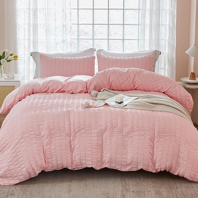 Queen Comforter Set of 5 Pieces  Queen Size Bedding Sets with Pink Comforter, Pillowcases & Shams