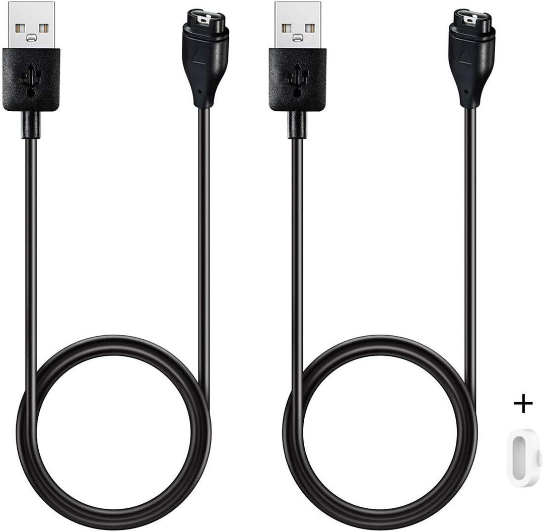 Charger for Garmin Vivoactive 6 5 4 4S 3, Replacement Charging Cable Cord Plus a White Silicone Charger Port Anti Dust Plug for Garmin Vivoactive Smart Watch (2Pack)