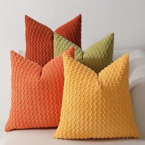 Striped Corduroy Square Modern Pillow CasePack of 4 Couch Throw Pillow Covers, Soft Neutral Spring Accent Decorative, Sofa Living Room(Orange,18" x 18" (Pack of 4))