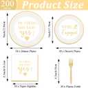 200Pcs Happy Engagement Party Supplies Engagement Paper Plates Napkins She Said Yes Party Tableware Set She Said Yes Disposable Dinnerware for Wedding Birthday Bridal Shower Decoration Serve 50