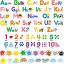 DECOWALL DS12-8070N Animal Alphabet Numbers Colour Weather Kids Wall Stickers Decals playroom Letters Decor Bedroom ABC Nursery Classroom Toddlers Learning Educational Baby Rainbow Colorful