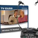 TV EARS Analog Wireless Headset System, Wireless Headset, Ideal for Seniors & those with Hearing Difficulties, Plug N' Play RF Transmitter with Earbuds, Compatible with Analog TV - 5.0GHz