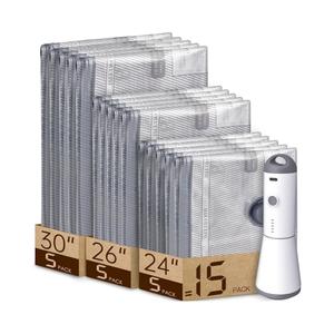 Vacuum Bags for Travel with Rechargeable air Pump, Carry-on Size Compression Packing Bags for Luggage and Suitcase, Space Saver for Clothes and Clothing 15 Combo Travel Size