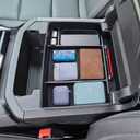 TOPINSTALL Power-Sliding Console Tray Compatible with 2021-2026 Chevy Tahoe/Suburban/GMC Yukon Accessories, Full-Size Armrest Organizer Black (Not for Standard Console with Charging Socket!)