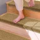 Brakki Bullnose Carpet Stair Treads, Non Slip Stair Treads for Wooden Steps Indoor, Stair Runner, Soft Stair Rugs, Edging Stair Protectors, Washable, 29.5"x9.5"x1.5" 2pcs, Beige