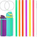2 x 6pcs Straw Replacements for Owala FreeSip 24oz 32oz, Reusable Plastic with 1 Cleaning Cleaner Brush & 2 Seal O Ring Lid Gaskets for Rubber Water Bottle Tumbler Silicone Accessories Parts (6 Colors)