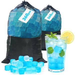 Nilpferd 720 Pack Reusable Ice Cubes for Drinks, BPA-Free Ice Packs for Lunch Boxes, Coolers, Refreezable Plastic Ice Cubes Without Diluting Drinks for Party Hosts & Outdoor Ice Baths Enthusiasts, Standard