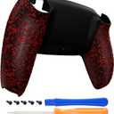 eXtremeRate Textured Red Non-Slip Custom Back Plate Bottom Shell Compatible with ps5 Controller, 3D Splashing Cover, Game Improvement Replacement Back Shell Cover Compatible with ps5 Controller
