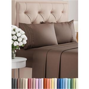 Cal King Size 4 Piece Sheet Set - Comfy Breathable & Cooling Bed Sheets Set - Hotel Luxury Bedding for Women, Men, Kids & Teens - Deep Pockets, Easy-Fit, Super Soft & Wrinkle Free - Oeko-Tex - Brown