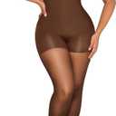 SHAPELLX Full Body Shapewear for Women Tummy Control Sheer Footless Pantyhose Compression Tights Body Shaper Bodysuit (Brown, XL)