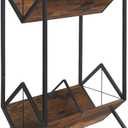 YINMIT Vinyl Record Holder, 160-200 LP Vinyl Record Storage Rack, Quick Assembly, Retro Style Organizer for Magazine, Book, Files, Albums (Retro Brown, 2 Tier)