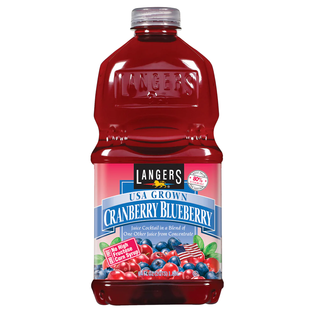 Langers Juice Cocktail, Cranberry Blueberry , 64 fl. oz. (Pack Of 8), Best By: OCT 29 2025