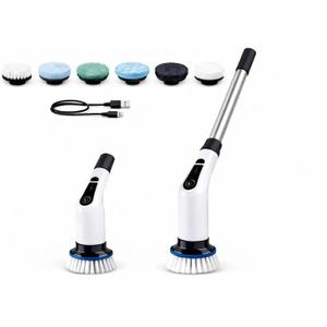 Electric Spin Scrubber, Cordless Cleaning Brush Scrubber for Home, 6 Replaceable Brush Heads-90Mins Work Time, 2 Speeds for Bathroom Shower Bathtub Glass Car