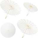 SAYAYA 3 Pack White Paper Umbrellas for Weddings, 33" & 23.6" DIY Oiled Paper Parasols Bulk Set, Chinese Japanese Parasol for Party Decor, Photography Props, Bridal Shower Crafts, Family Events