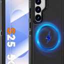 Magnetic Case for Samsung Galaxy S25 with Screen Protector [Compatible with MagSafe Wireless Charging] [Dual Layer Military-Grade Protection] Heavy Duty Rugged Shockproof Protection Cover, Black