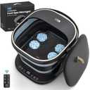 Puboo Collapsible Foot Spa with Heat and Remote  Electric Foot Bath Massager with 16 Motorized Rollers, Adjustable Temperature, Compact Design  Ideal Gift for Home Wellness & Stress Relief (Dark Blue)