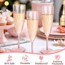 WDF 36PCS Pink Champagne Flutes Plastic - 6OZ Pink Disposable Champagne Flutes Party Supplies for Birthday Parties Baby Shower Wedding Spring Mother's Day