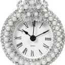 Mini Tabletop Clock, Decorative Metal Table Clock with Battery Operated for Bedside, Table, Living Room, Home and Office