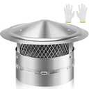 8 Inch Chimney Cap, 8" Stainless Steel Cone Top Chimney Cap with Screen, Adjustable and Reinforced Round Chimney Cap, Chimney Cover for Vents,Rain Cap for All-Round Chimney,8 Inch Round Chimney Cap