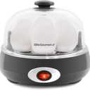 Elite Gourmet EGC007CHC# Rapid Egg Cooker, 7 Easy-To-Peel, Hard, Medium, Soft Boiled Eggs, Poacher, Omelet Maker, Auto Shut-Off, Alarm, 16-Recipe Booklet, Charcoal Grey