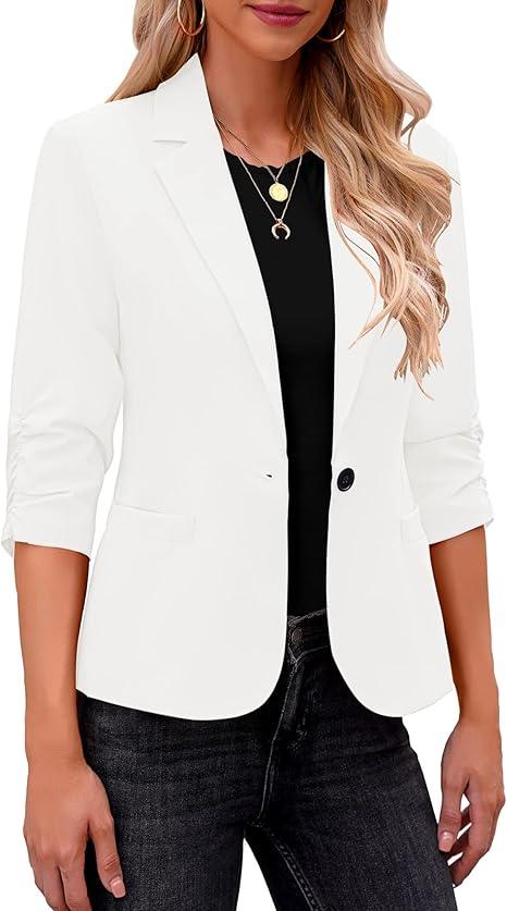 Blazers for Women Suit Jackets Dressy 3/4 Sleeve Blazer Business Casual Outfits for Work, XL