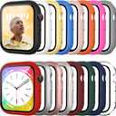 16 Pack Case for Apple Watch Series SE 3/SE 2/SE/6/5/4 44mm with Tempered Glass Screen Protector, Shockproof Hard PC Scratch Resistant Bumper Protective Cover Compatible with iWatch 44mm