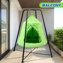 X-Shaped Swing Stand Frame with Tent Sensory Swing for Kids Adults Indoor Outdoor Use 330 Lbs Capacity Detachable Heavy Duty Hanging Chair Hammock Nest Pod with Stand for Mutiple Kids(Green)