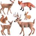 Skylety 6 Pieces Woodland Animals Figures Forest Figurines Deer Rabbit Squirrel Family Figurines Miniature Toys Cake Toppers for Christmas Birthday Party Baby Shower Decoration Favors