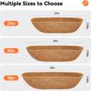 Halatool 3 Pack 24 Inch Trough Coconut Liners for Planters Natural Coco Fiber Replacement Liners for Window Box Fence Railing Wall Windowsill Planter