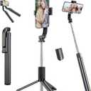 Selfie Stick & Cell Phone Tripods, Extendable Selfie Stick Tripod with Wireless Remote, Portable, Lightweight, 360 Rotatable Tripod Stand for Video Recording Vlog Compatible with iPhone Samsung (1m Black)