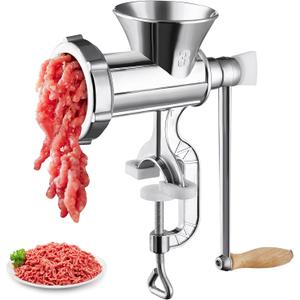 Manual Meat Grinder, Heavy Duty Aluminum Alloy Hand Meat Grinder with Table Clamp, Meat Mincer Sausage Maker for Beef Pepper Mushroom