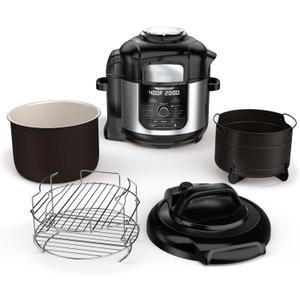Ninja FD401 LP3 Foodi 12-in-1 Deluxe XL 8 qt. Pressure Cooker & Air Fryer that Steams, Slow Cooks, Sears, Sauts, Dehydrates & More, with 5 qt. Crisper Basket, Reversible Rack & Recipe Book, Silver