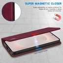 ZZXX for Samsung Galaxy S26 Wallet Case with [RFID Blocking] Card Slot Stand Strong Magnetic PU Leather Flip Fold Protective Phone Case for Samsung Galaxy S26 Case Wallet(Wine Red-6.2 inch)