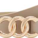 Women Belt for Jeans Dress Cinch Waist Belt for Ladies Faux Leather Belt with Gold Buckle (34-37 (Pant 12-14))