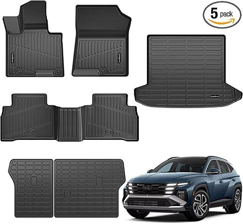 Floor Mats Custom Fit for Hyundai Tucson 2022 2023 2024 2025 2026 Fuel (Not for Hybrid) Trunk Mat with Backrest Mat All Weather TPE Rubber Cargo Liner Full Set for Tucson Accessories
